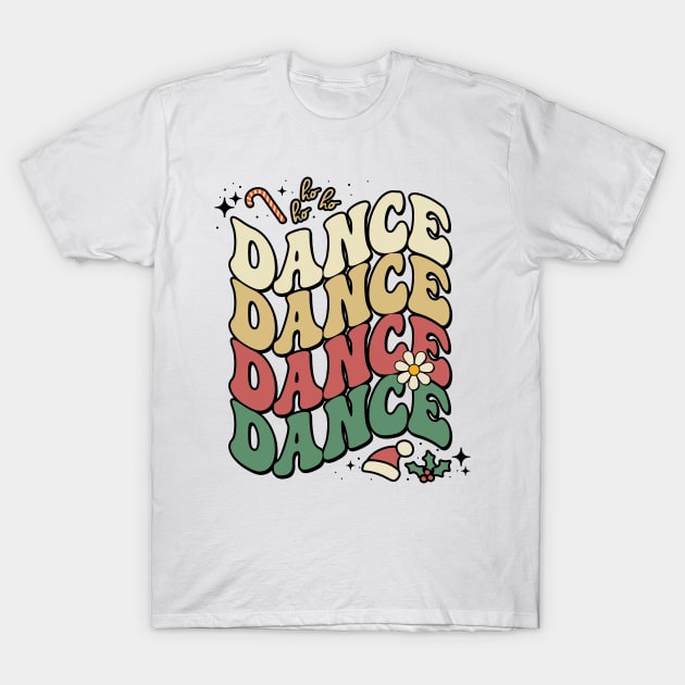 Retro Dance Christmas Wavy Words Aesthetic T-Shirt by Way Down South